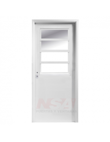 Puerta de chapa inyectada Linea Semipremium medio vidrio color blanca.