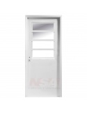 Puerta de chapa inyectada Linea Semipremium medio vidrio color blanca.