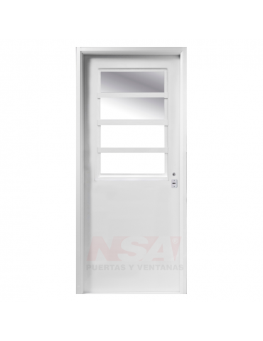 Puerta de chapa inyectada Linea Semipremium con medio vidrio color blanca