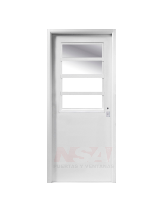 Puerta de chapa inyectada Linea Semipremium con medio vidrio color blanca