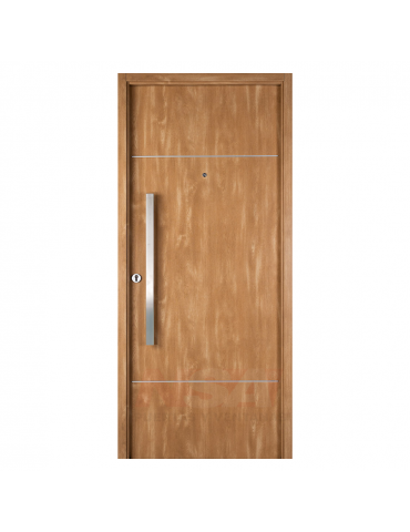 Puerta de chapa inyectada Linea Innova Mod. 1942 simil madera roble natural con barral.