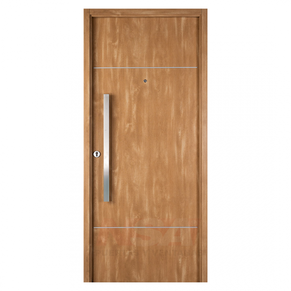 Puerta de chapa inyectada Linea Innova Mod. 1942 simil madera roble natural con barral. Puerta de chapa inyectada Linea Innova Mod. 1942 simil madera roble natural con barral.