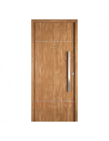 Puerta de chapa inyectada Linea Innova Mod. 1942 simil madera roble natural con barral