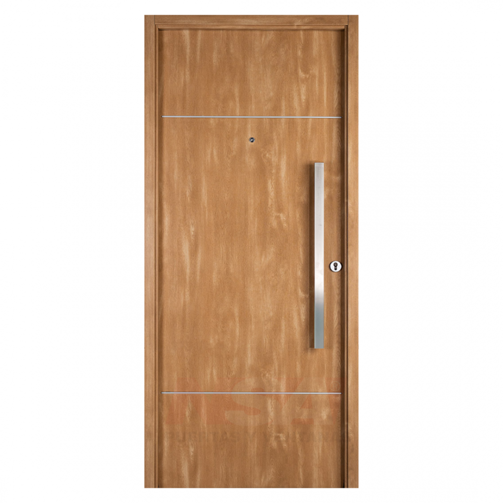 Puerta de chapa inyectada Linea Innova Mod. 1942 simil madera roble natural con barral