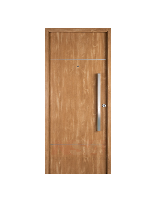 Puerta de chapa inyectada Linea Innova Mod. 1942 simil madera roble natural con barral