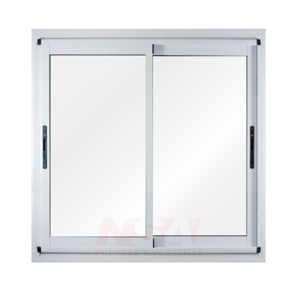 Ventana de aluminio de Linea Modena hojas corredizas vidrio entero con tope mosquitero Ventana de aluminio de Linea Modena hojas corredizas vidrio entero con tope mosquitero