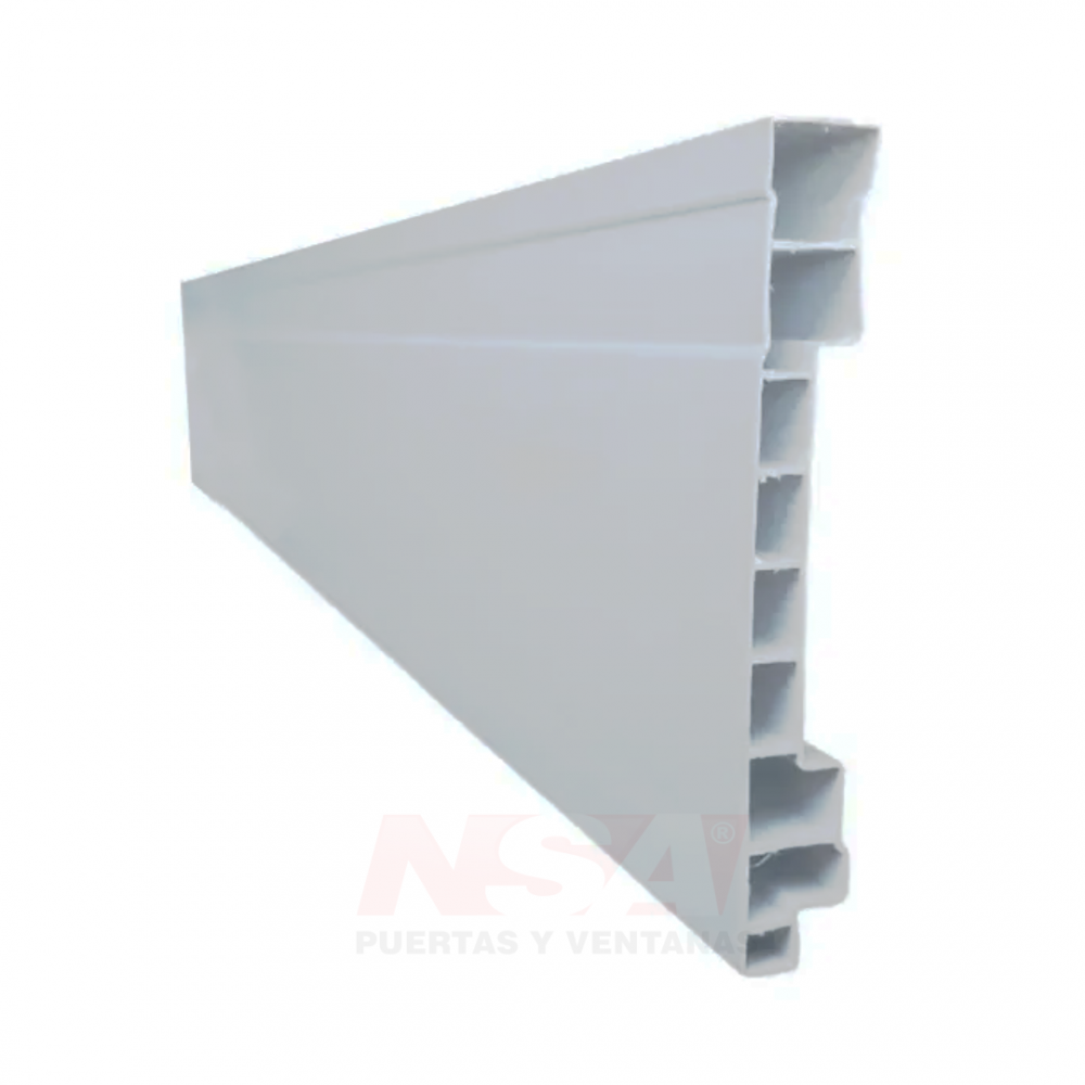 Zocalo de PVC para piso color con pasacable color Blanco. Medidas 10 cm X 2,40 mts.