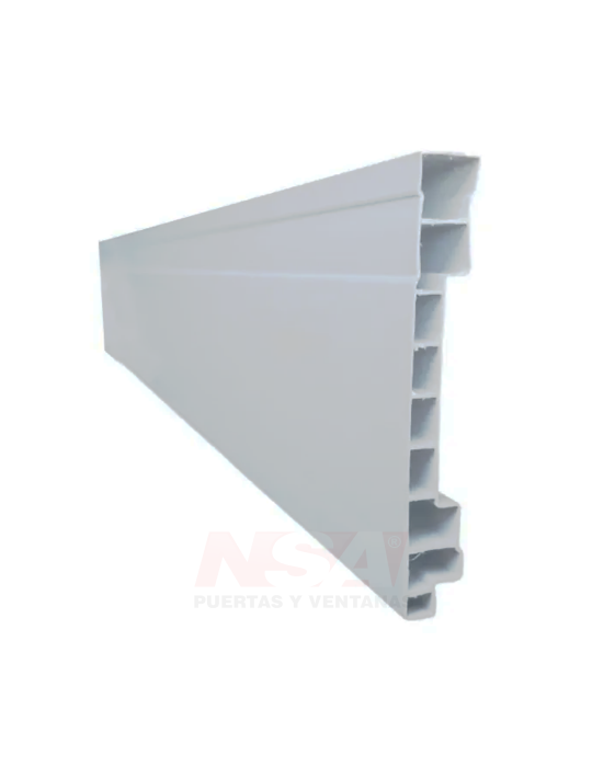 Zocalo de PVC para piso color con pasacable color Blanco. Medidas 10 cm X 2,40 mts.