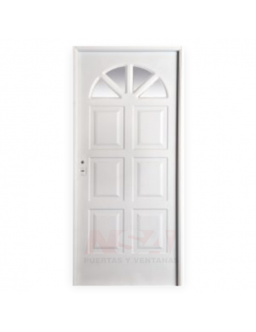 Puerta de chapa simple Linea Semipremium Mod. Sol con vidrio.