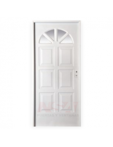 Puerta de chapa simple Linea Semipremium Mod. Sol con vidrio.