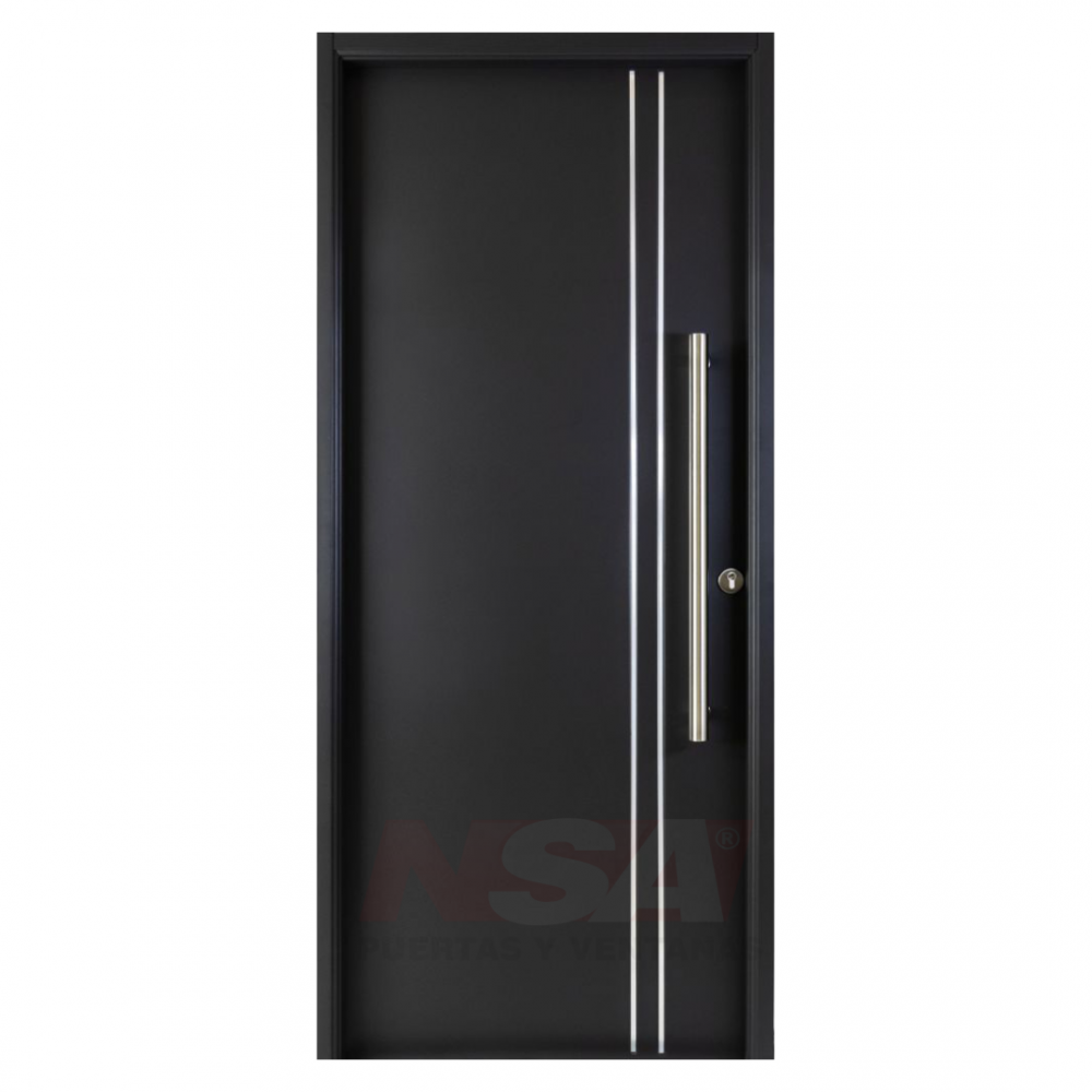 Puerta de chapa inyectada Linea Semipremium Mod. Lisa 2 apliques verticales