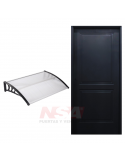 Puerta de chapa inyectada + alero de policarbonato