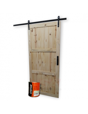 Puerta colgante + kit herraje + manijón + impregnante