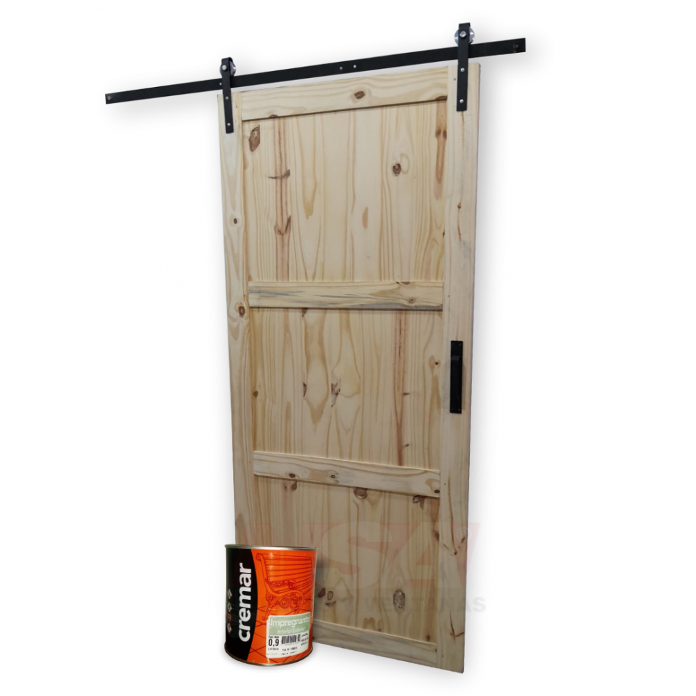 Puerta colgante + kit herraje + manijón + impregnante