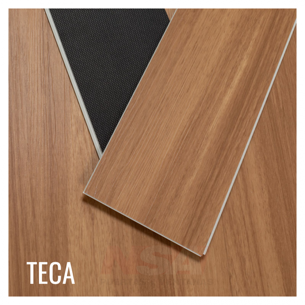 Piso vinilico spc. Color Teca.