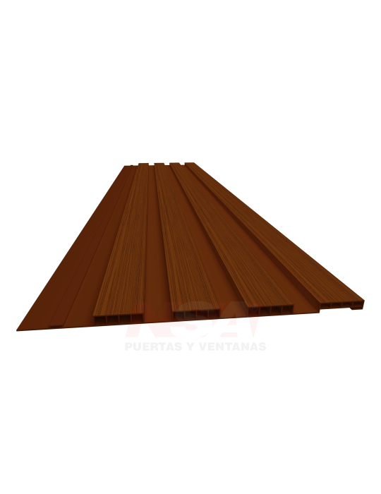 Revestimiento wall panel interior de pvc ripiado relieve color Caoba.