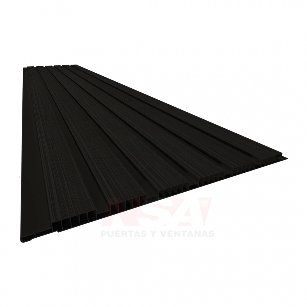 Revestimiento wall panel interior de pvc ripiado relieve color Negro.