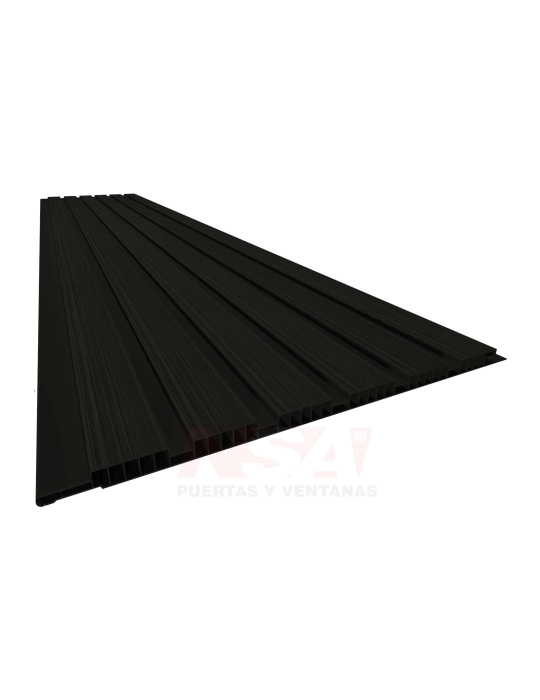 Revestimiento wall panel interior de pvc ripiado relieve color Negro.