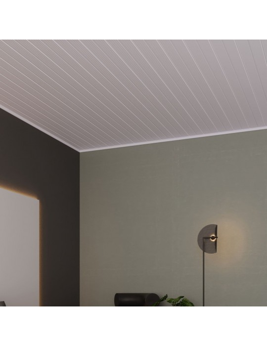Placa de PVC Versati color blanco acanalado frizado de 7 mm espesor.
