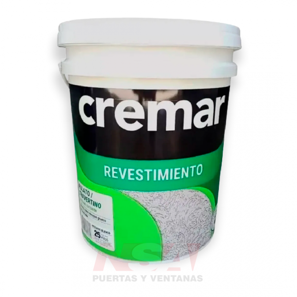 Revestimiento texturado blanco Cremar 25kg rulato/travertino.