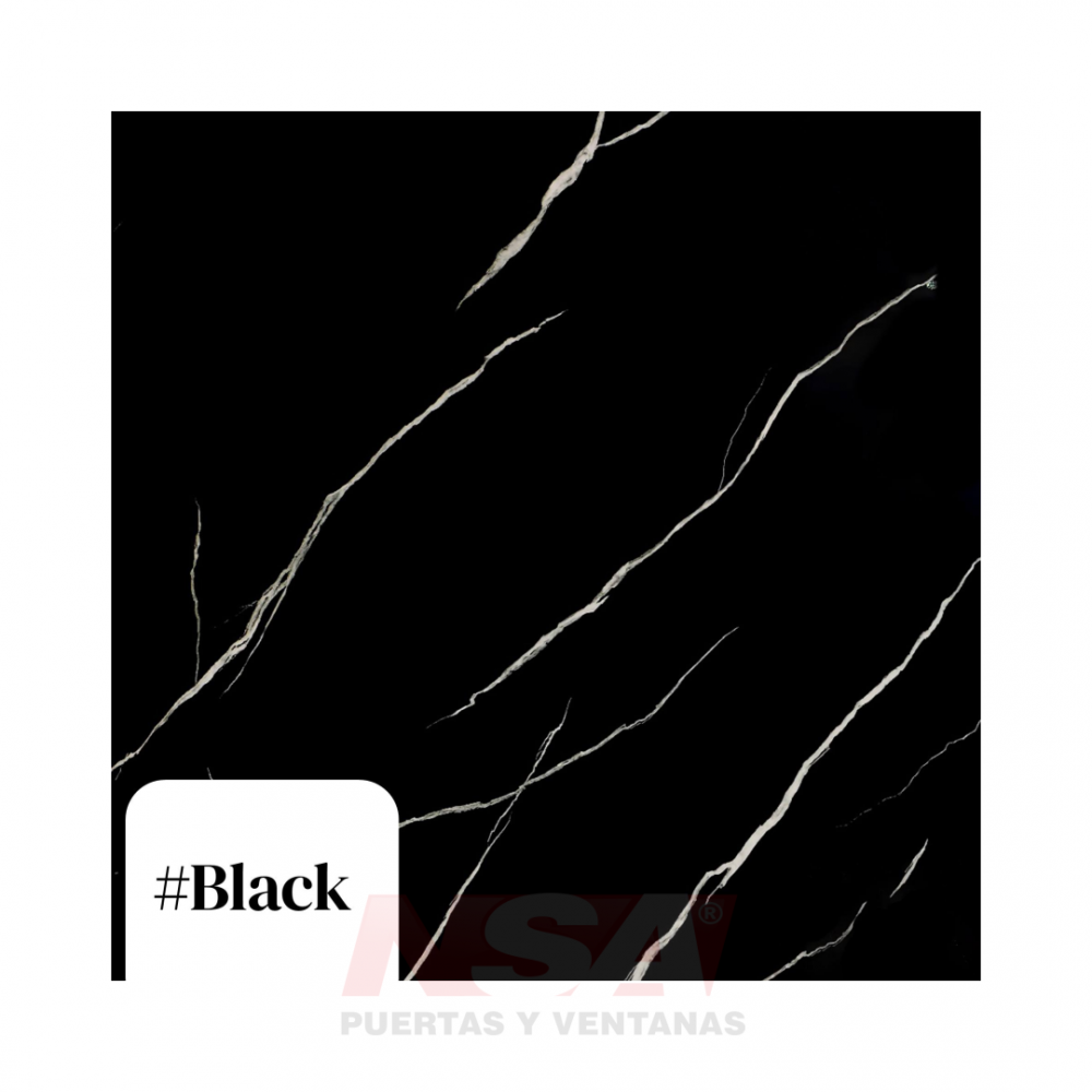 Placa de PVC rigida simil marmol modelo Black de 2800 x 1220 x 2.5 mm.
