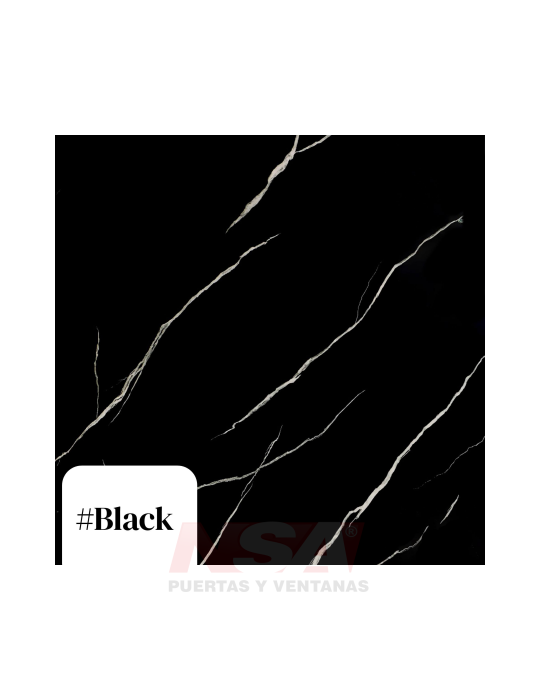 Placa de PVC rigida simil marmol modelo Black de 2800 x 1220 x 2.5 mm.