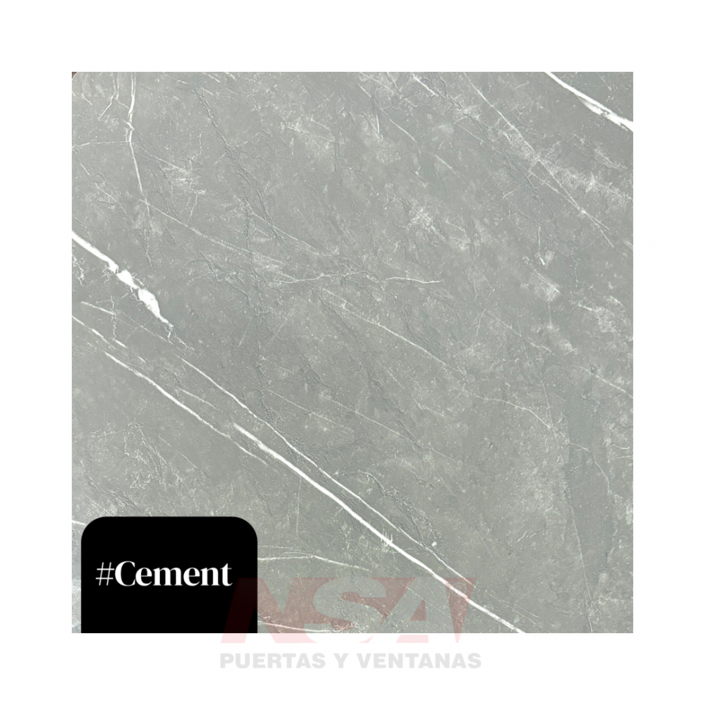 Placa de PVC rigida simil marmol modelo Cement de 2800 x 1220 x 2.5 mm.