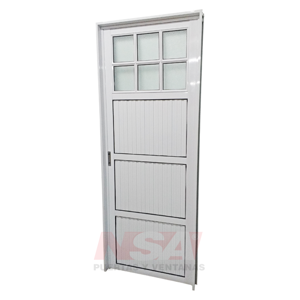 Puerta de aluminio Mod. acanalada ciega de 0,80 x 2,00 color blanca