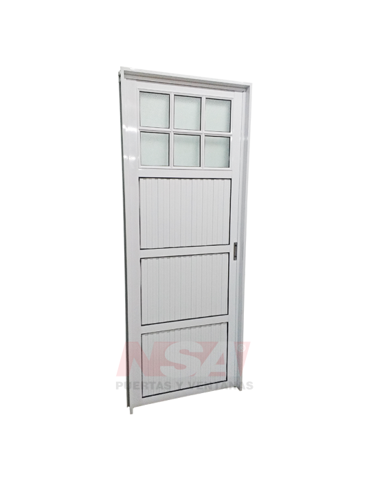 Puerta de aluminio Mod. acanalada ciega de 0,80 x 2,00 color blanca