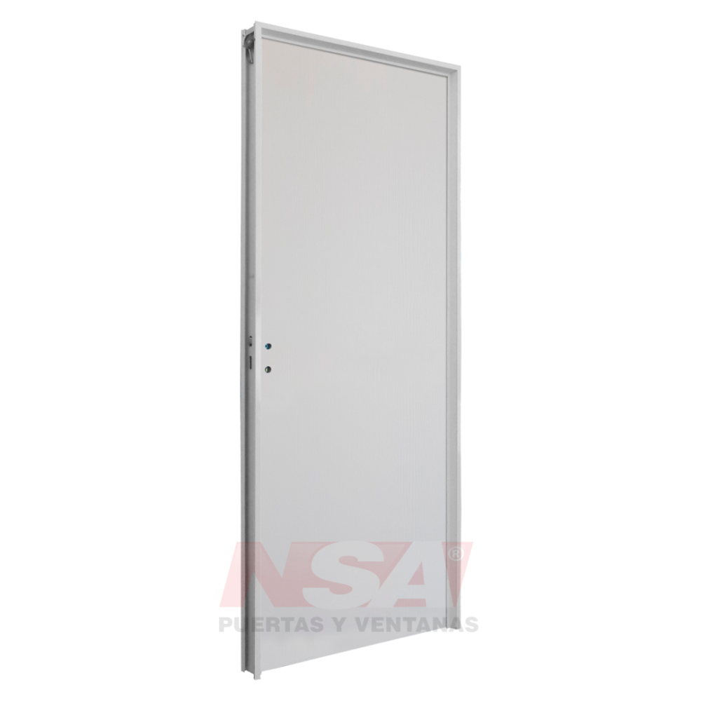 Puerta placa de melamina 5,5mm de 0,85 x 2,05 color Blanco Nature marco de aluminio.