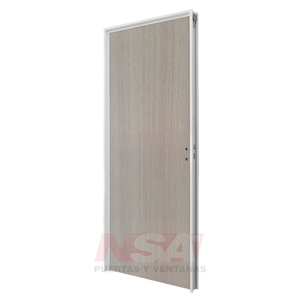 Puerta placa de melamina 5,5mm de 0,75 x 2,05 color Roble Americano marco de aluminio.