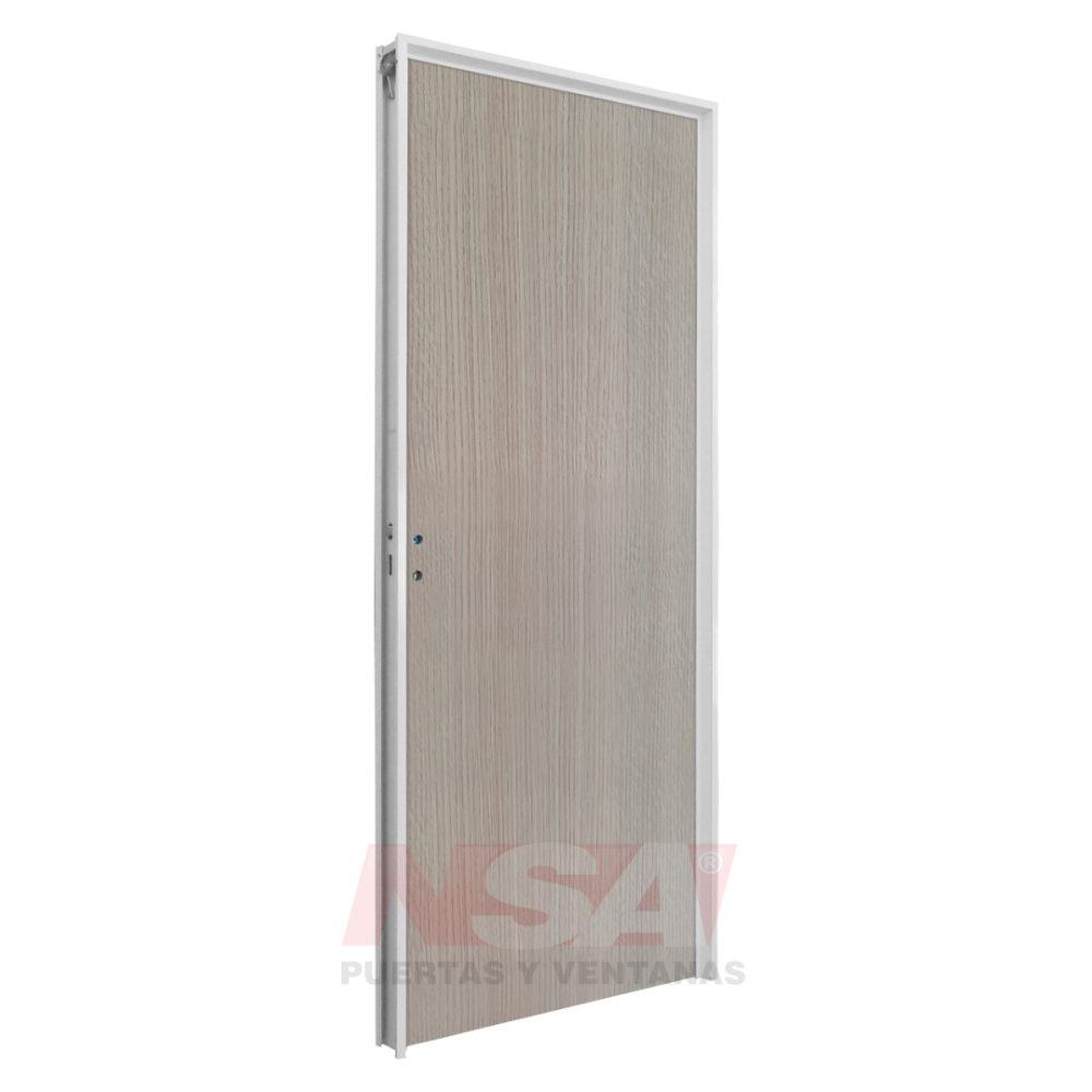 Puerta placa de melamina 5,5mm de 0,85 x 2,05 color Roble Americano marco de aluminio.