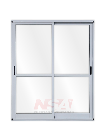 Ventanal de aluminio de 2,00 x 2,05 Linea Modena hojas corredizas vidrio entero de 4mm.c/top mosquitero.