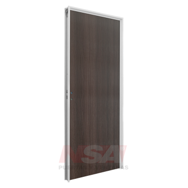 Puerta placa de melamina 5,5mm de 0,75 x 2,05 color Roble Dakar marco de aluminio. 2