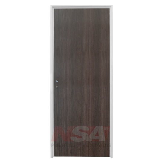 Puerta placa de melamina 5,5mm de 0,75 x 2,05 color Roble Dakar marco de aluminio.