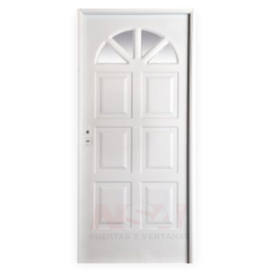 Puerta de chapa simple Linea Semipremium Mod. Sol con vidrio.