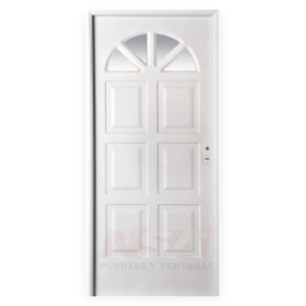 Puerta de chapa simple Linea Semipremium Mod. Sol con vidrio.