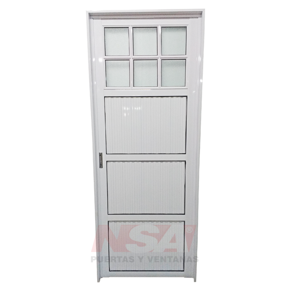 Puerta de aluminio Mod. acanalada ciega de 0,80 x 2,00 color blanca