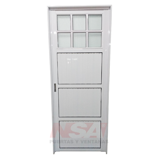 Puerta de aluminio Mod. acanalada ciega de 0,80 x 2,00 color blanca