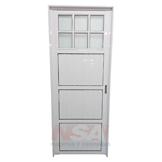 Puerta de aluminio Mod. acanalada ciega de 0,80 x 2,00 color blanca