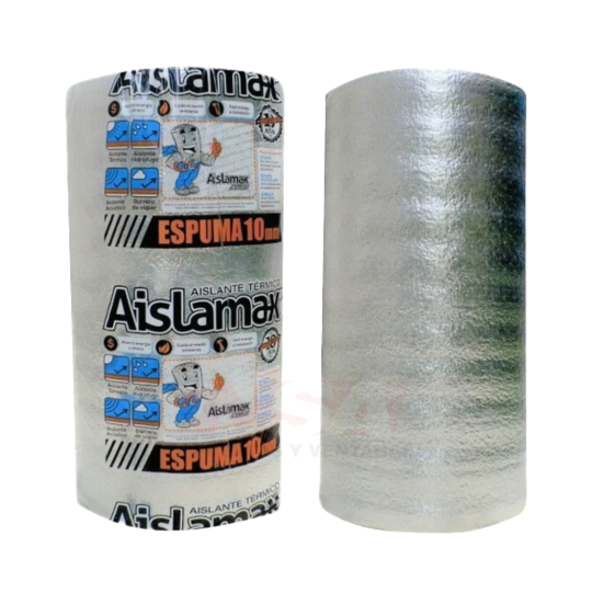 Rollo aislante de polietileno con 1 cara de aluminio de 10mm espesor