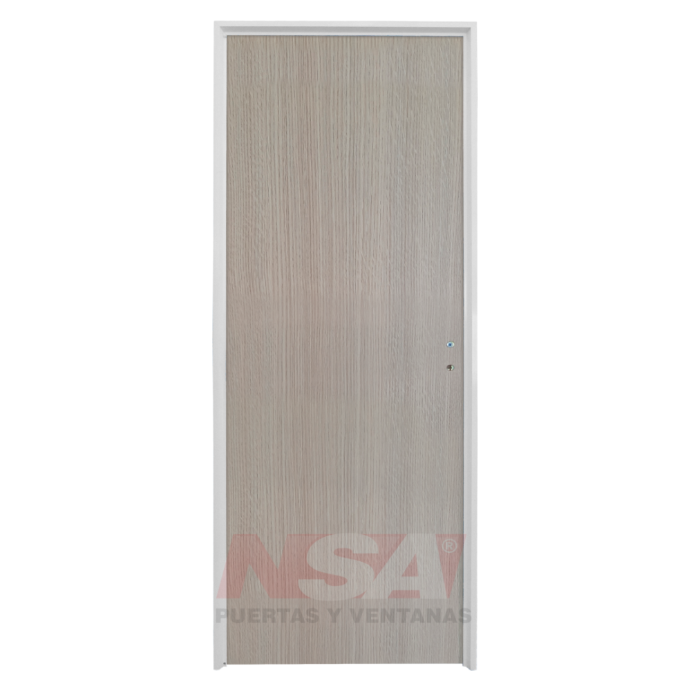 Puerta placa de melamina 5,5mm de 0,85 x 2,05 color Roble Americano marco de aluminio.