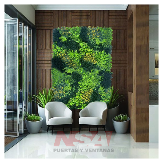 Jardín artificial vertical Modelo Hoja Amarilla de 100 x 100 cm.