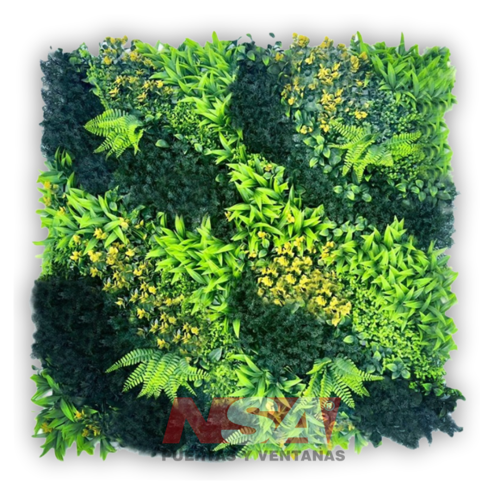 Jardín artificial vertical Modelo Hoja Amarilla de 100 x 100 cm.