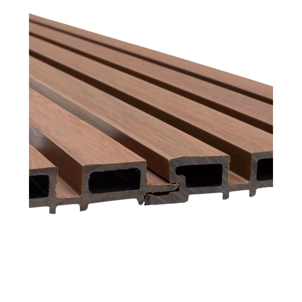 Revestimiento wall panel exterior wpc color Cedro.