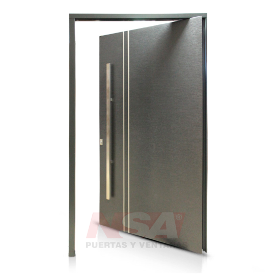 Puerta pivotante de chapa inyectada Mod. 80 “Texturada” con terminación grafito.
