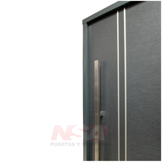 Puerta pivotante de chapa inyectada Mod. 80 “Texturada” con terminación grafito.