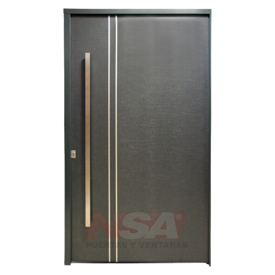 Puerta pivotante de chapa inyectada Mod. 80 “Texturada” con terminación grafito.