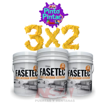 3 x 2 Pintura latex FASETEC interior / exterior x 20 lts. Color blanco