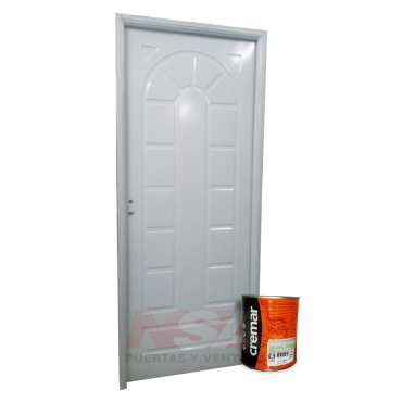 Puerta de chapa inyectada Mod. 263 Coliseo sin manijón + esmalte sintético Cremar blanco
